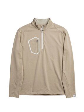 NWT | Michel Rouen Men's Stone Beige Performance 1/4 Zip Pullover Jacket | Large